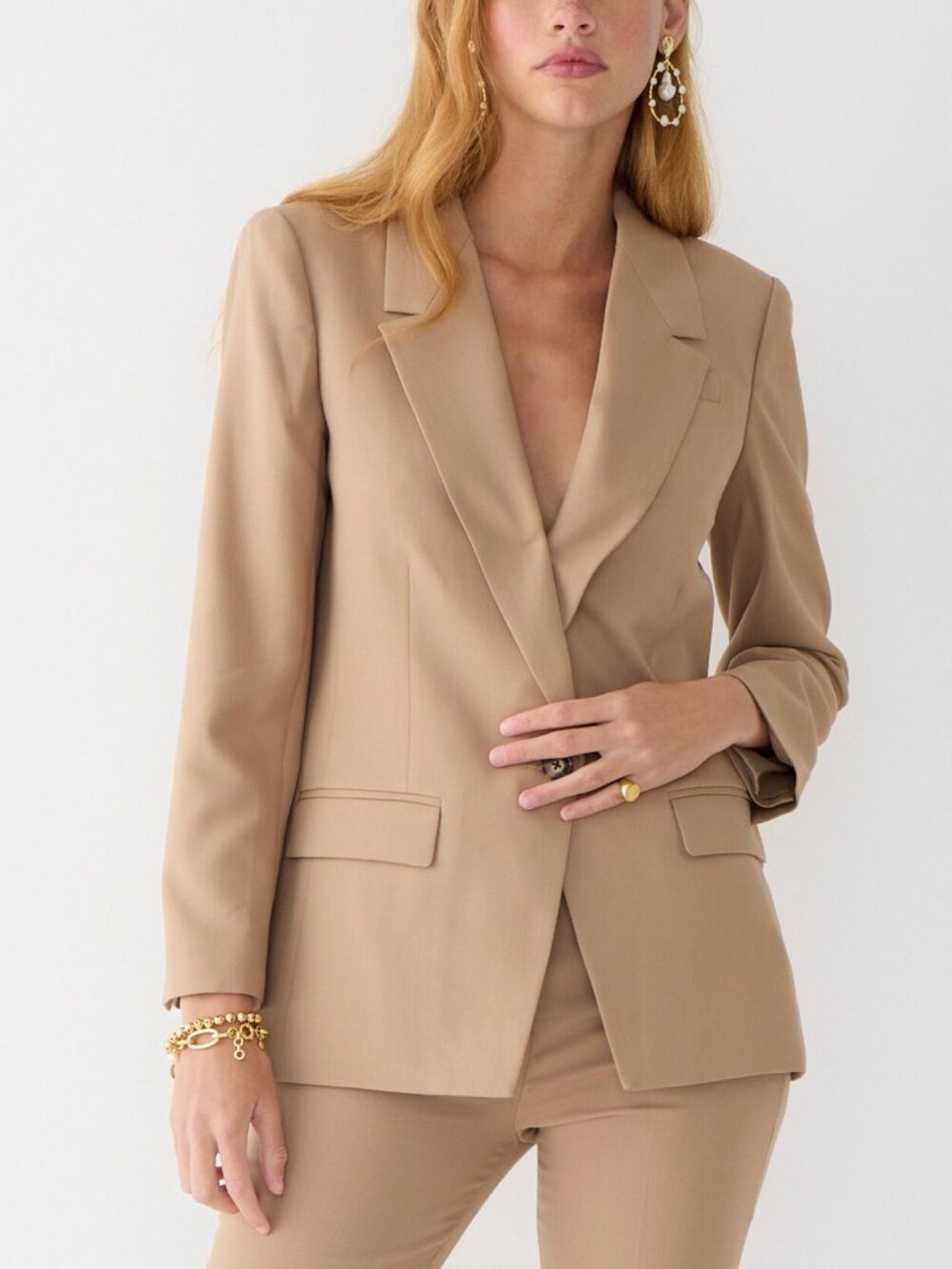 J. Crew Willa Blazer Wool Blend Relaxed Fit Camel Tan Timeless Office 12 J.Crew